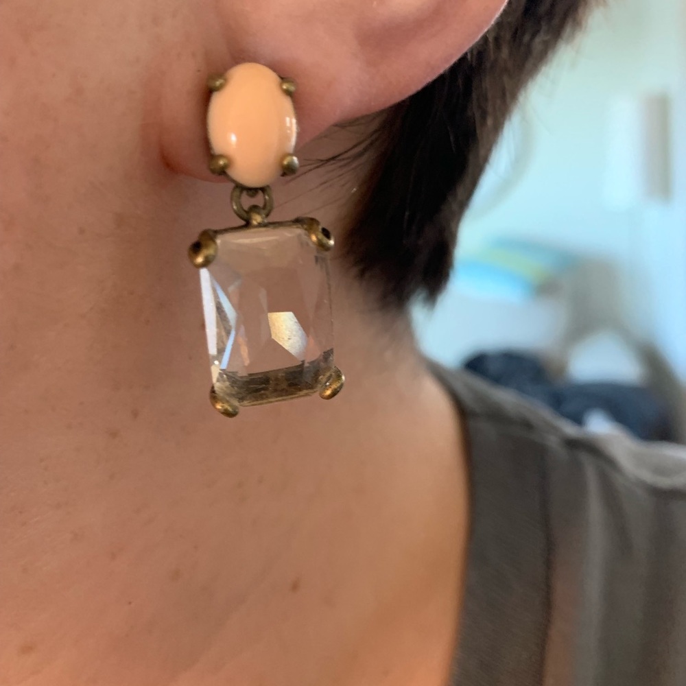 J. crew emerald cut dangle earrings